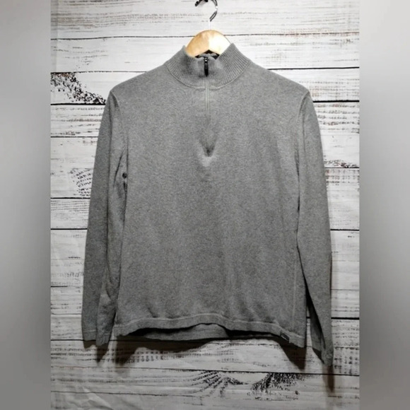 Eddie Bauer 1/4 Zip Heatheted Gray Sweater in Mens size Large Office Casual - Picture 5 of 6